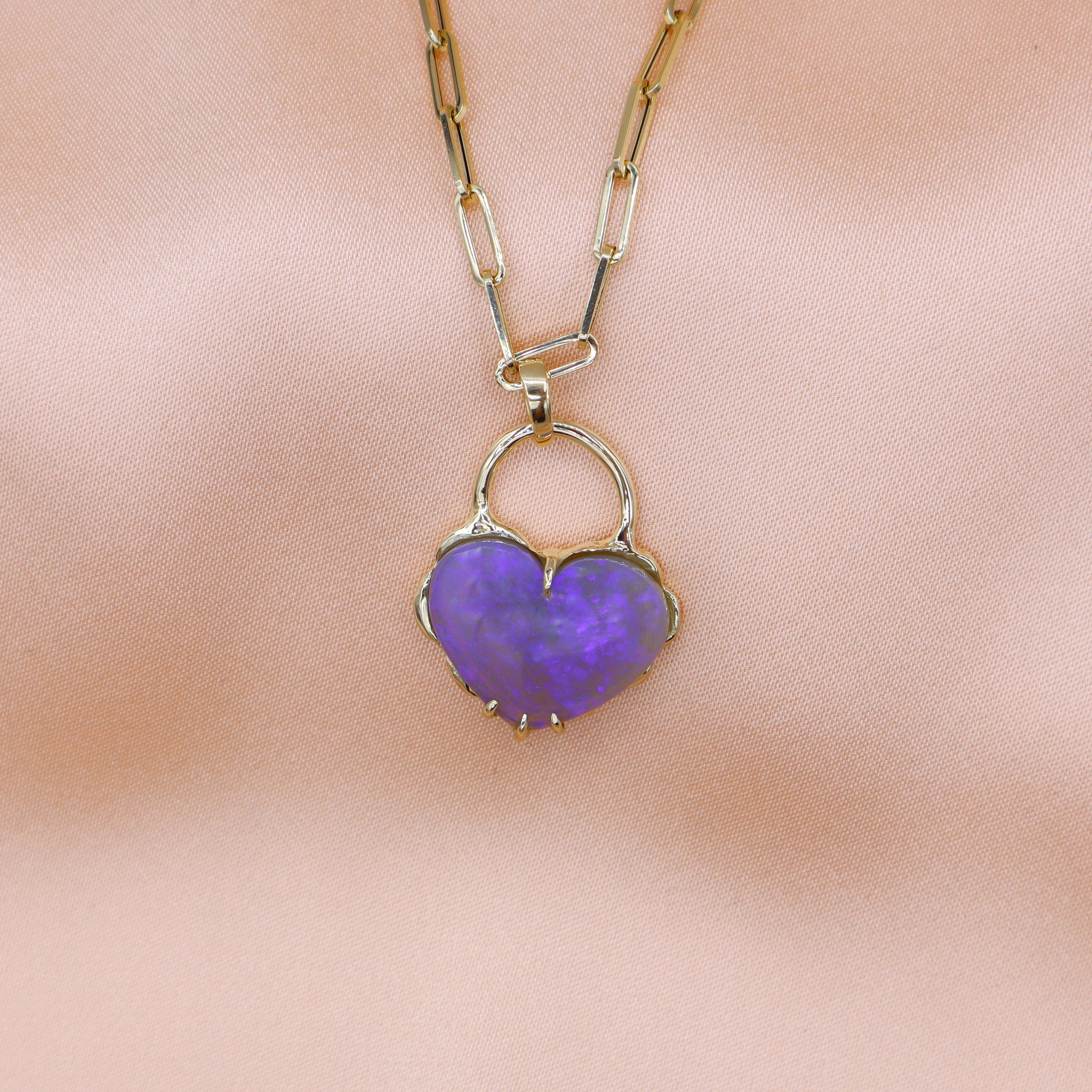Large Purple Crystal Heart Necklace - Sam Tsia