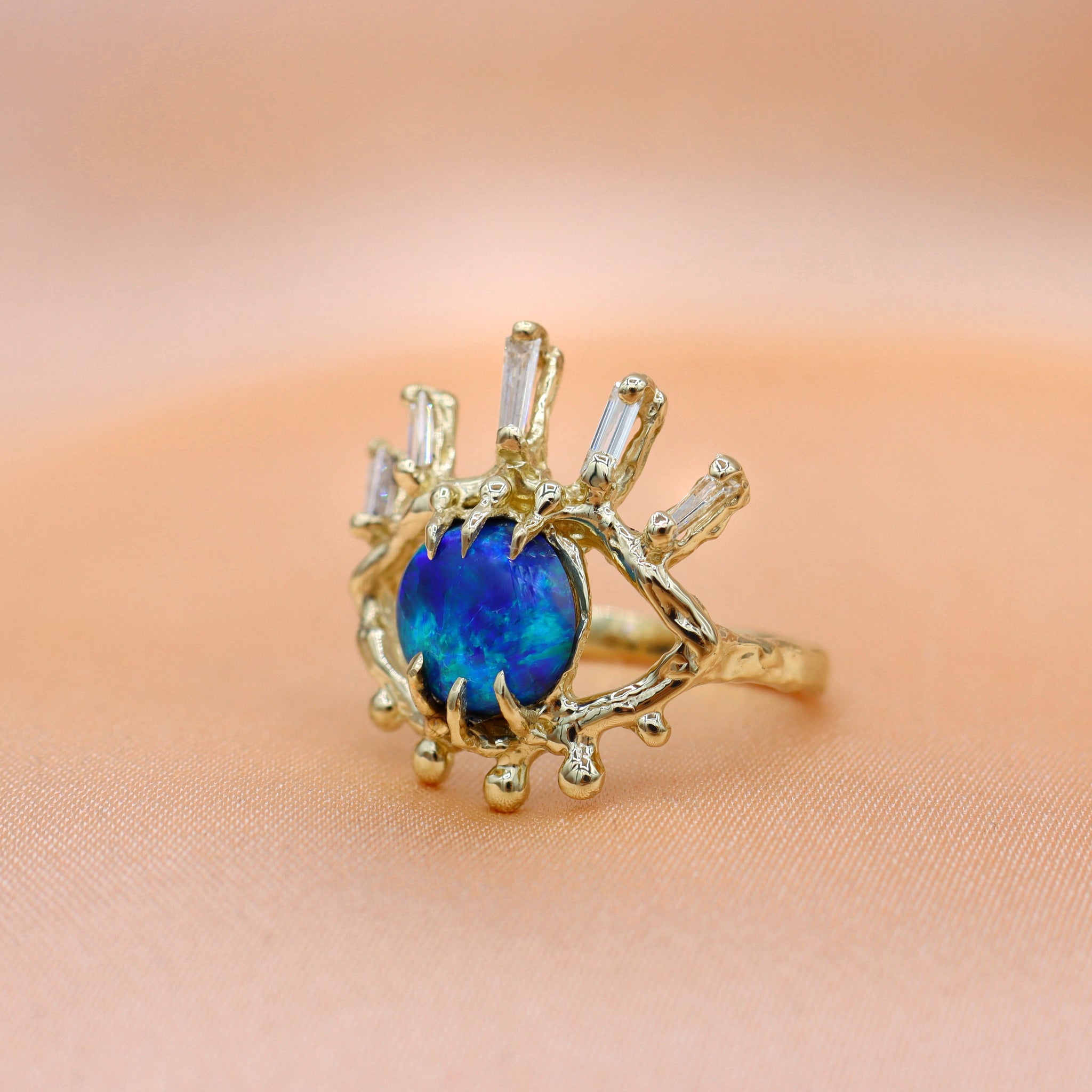 Opal Evil Eye Baguette Ring - Sam Tsia