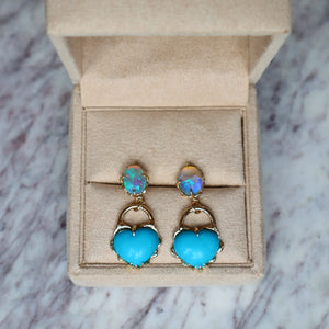 Turquoise Heart Padlock Earrings - Sam Tsia