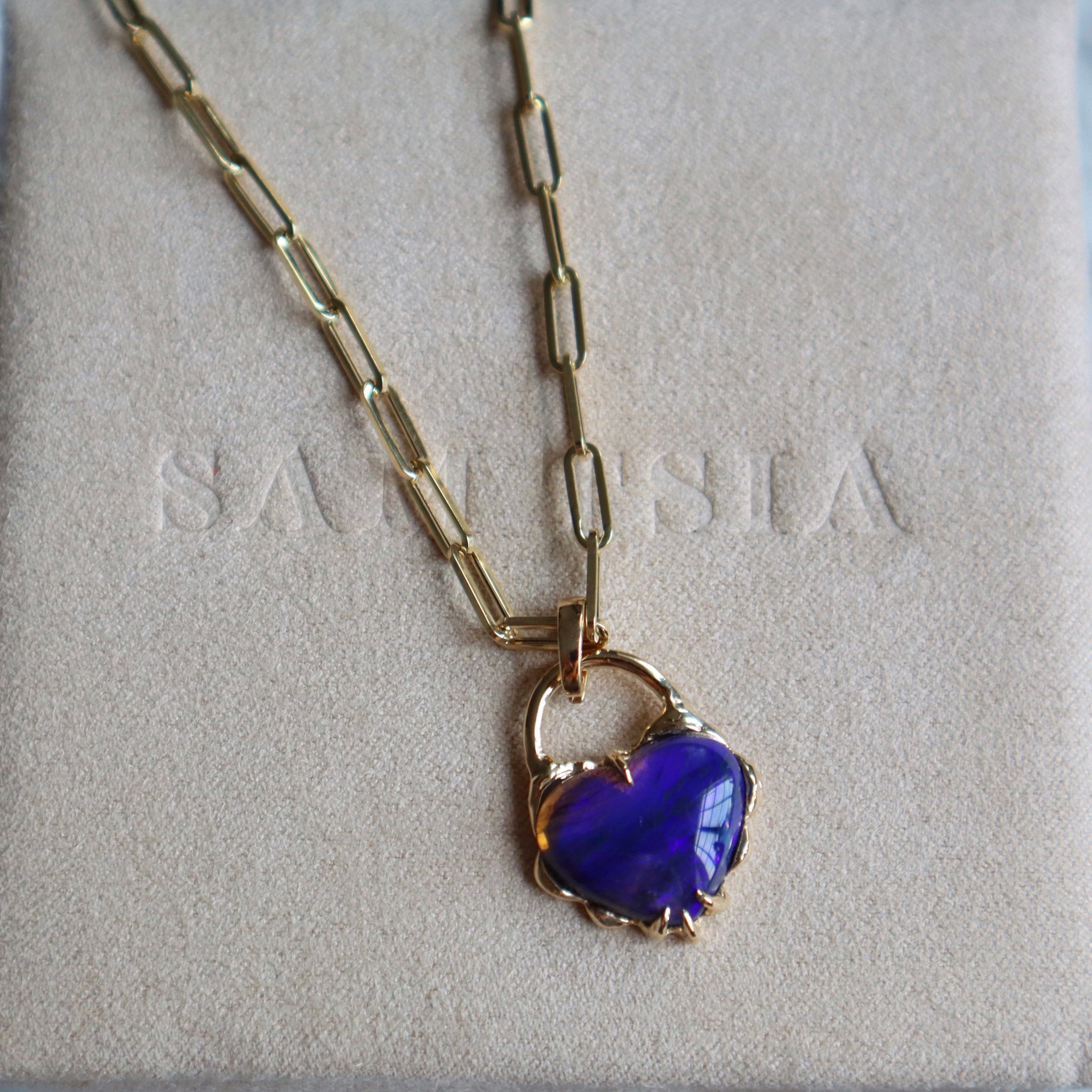 Purple Padlock Heart Necklace - Sam Tsia