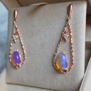 Rose Gold Opal Teardrop Earrings - Sam Tsia
