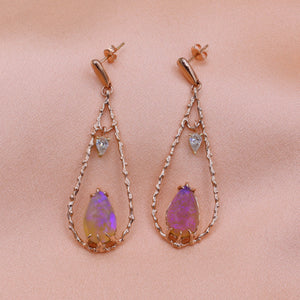 Rose Gold Opal Teardrop Earrings - Sam Tsia
