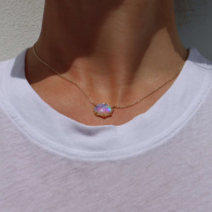 Aqua Purple Speckled Opal Necklace - Sam Tsia