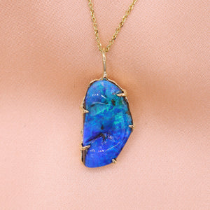 Large Blue Green Boulder Opal Necklace - Sam Tsia