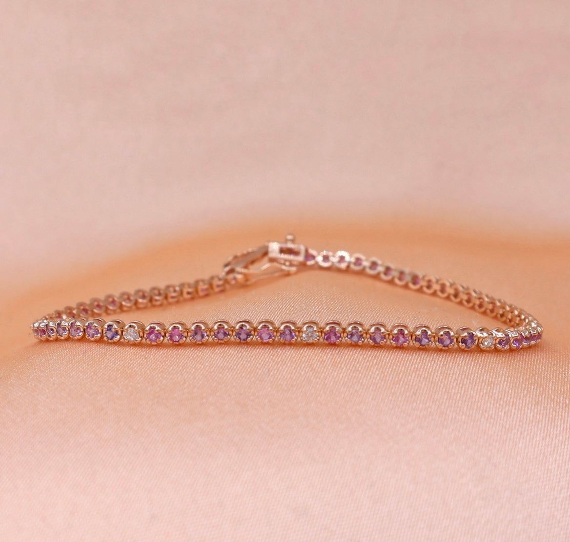 Pink + Lilac Sapphire Tennis Bracelet - Sam Tsia