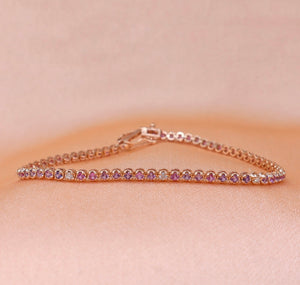 Pink + Lilac Sapphire Tennis Bracelet - Sam Tsia