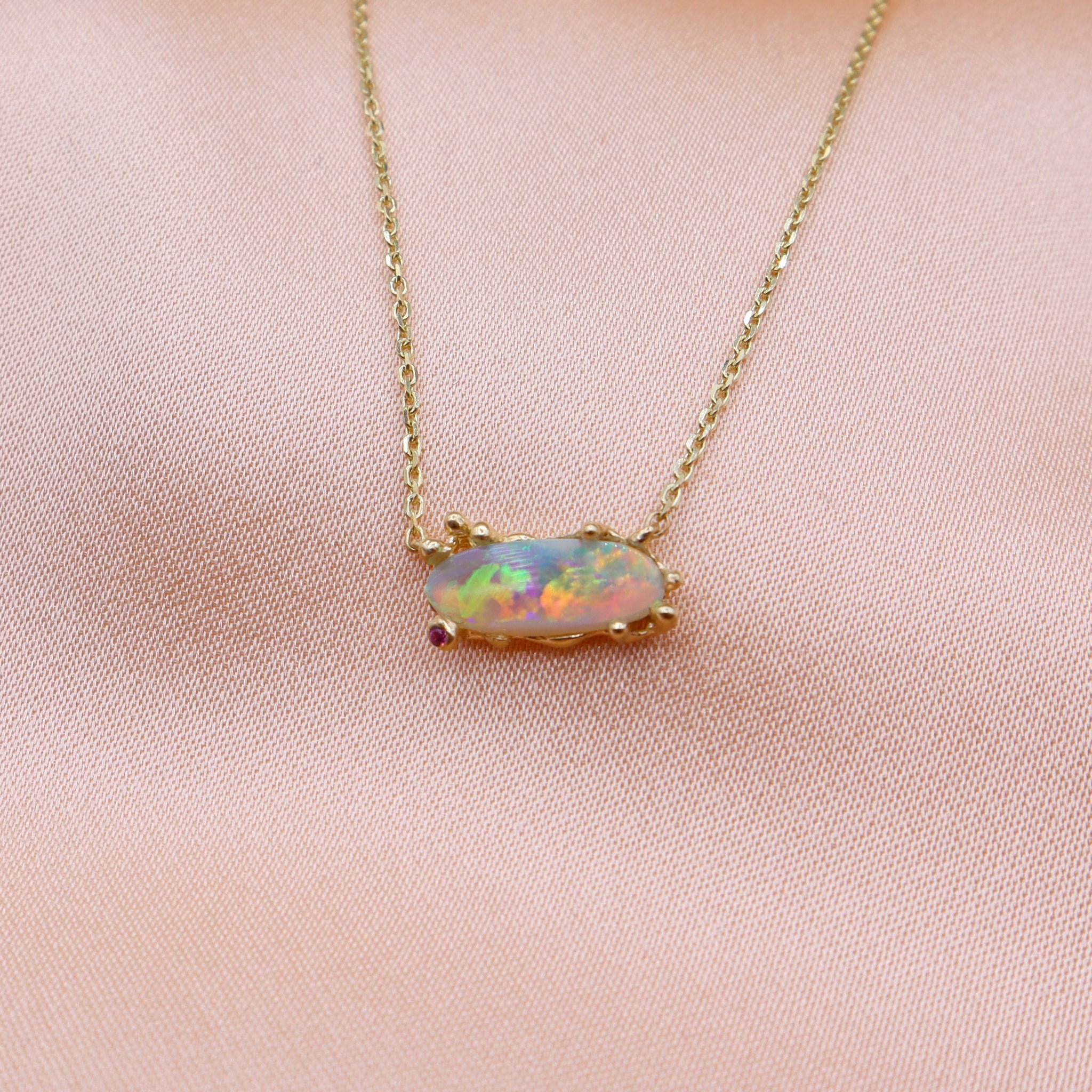 Coral Neon Opal Necklace - Sam Tsia