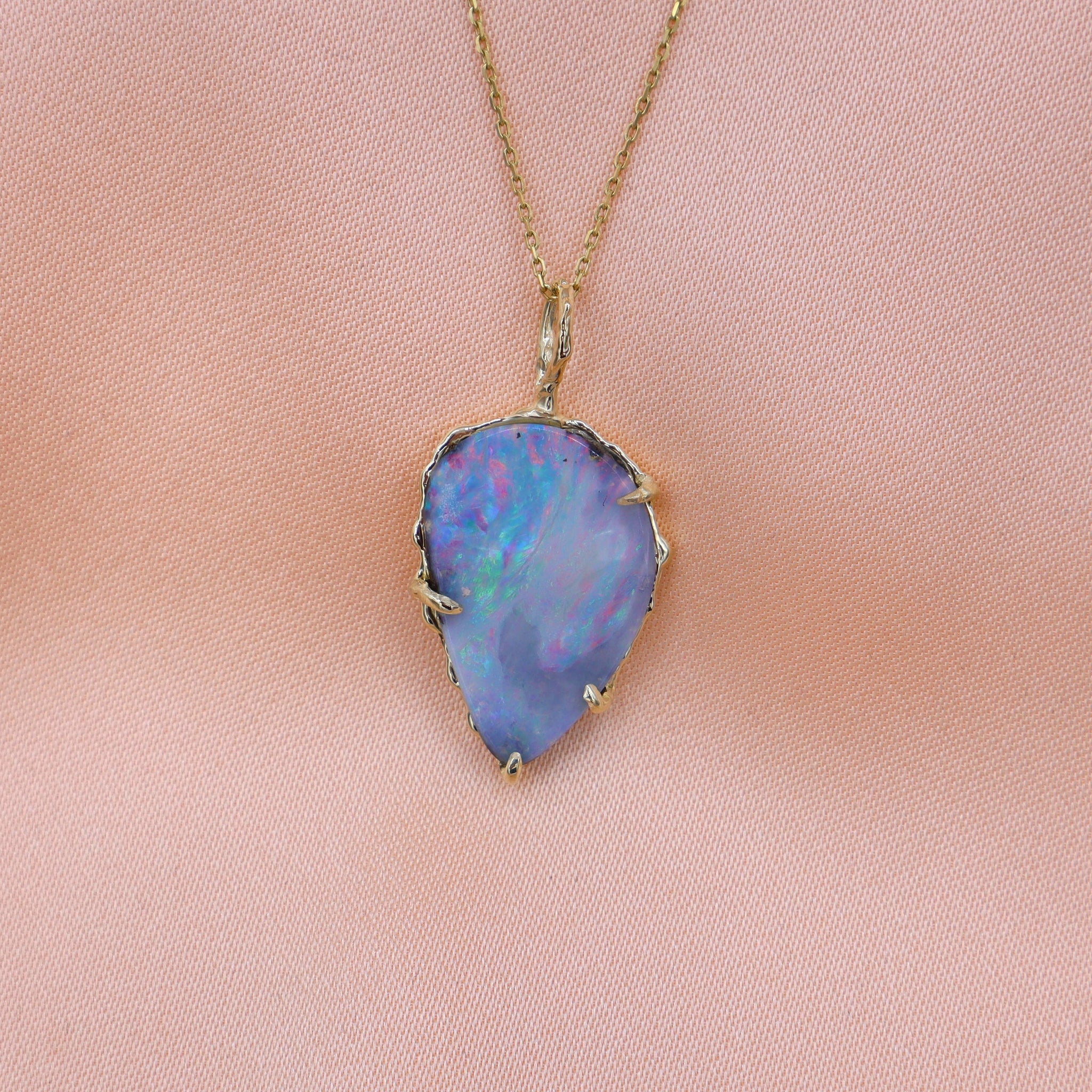 Pink Multi Colored Boulder Opal necklace - Sam Tsia