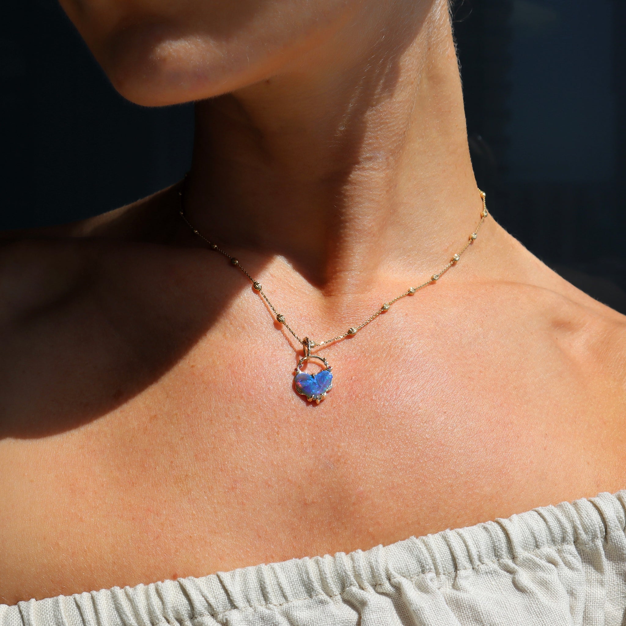 Mini Blue Heart Padlock Necklace