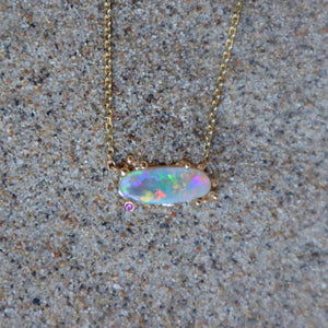 Coral Neon Opal Necklace - Sam Tsia